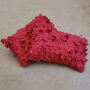 Two 12"×20" Cherry Red Leaf Petals Rectangular Accent Pillows